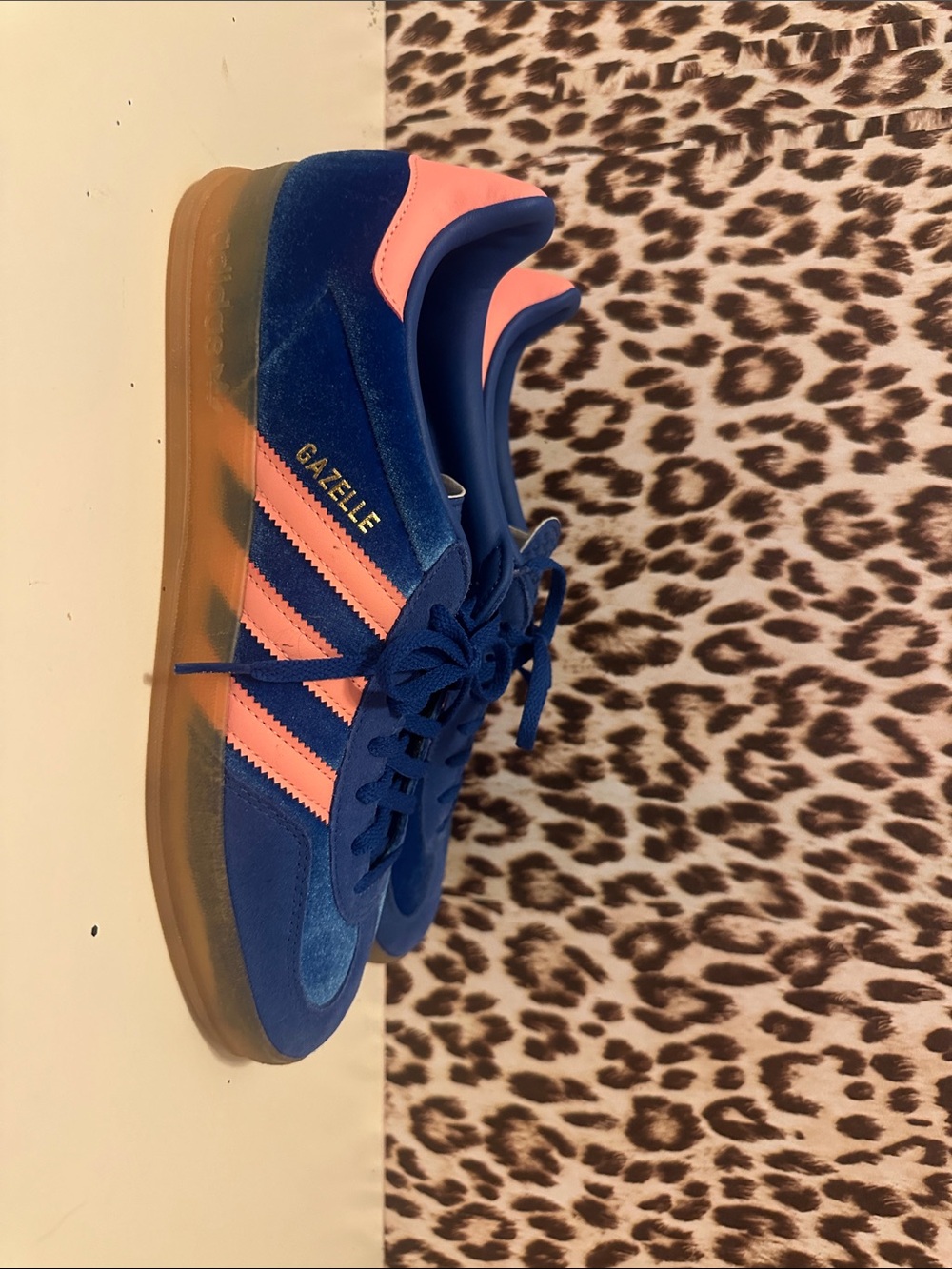 adidas Gazelle Suede Sneakers in Royal Blue with Pink Accents